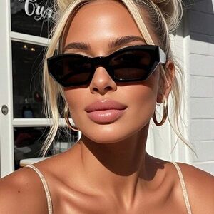 1 Pair Unisex Korean Chic Black Cat Eye Shaped Versatile Sunglasses,Protection